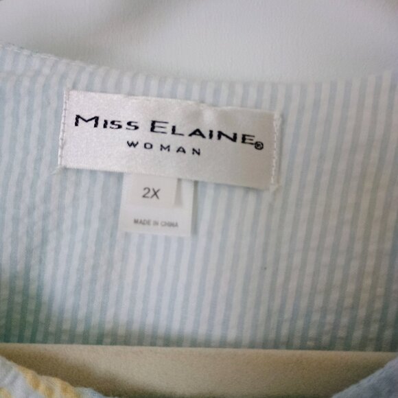 Miss Elaine Robe/Housecoat - Blue Plaid - 2X - Picture 2 of 4